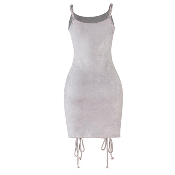 Gray Corset Lace Up Skirt Bodycon Mini Dress - Picture 6 of 8